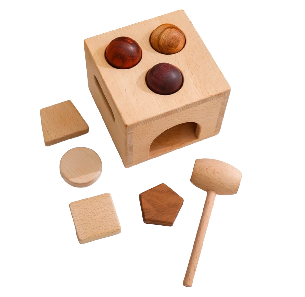 Wooden Toy with Balls & Hammer