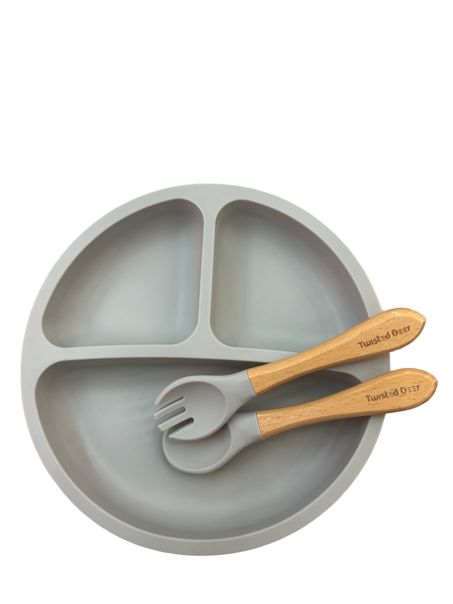 Suction Divided Plate with Spoon & Fork